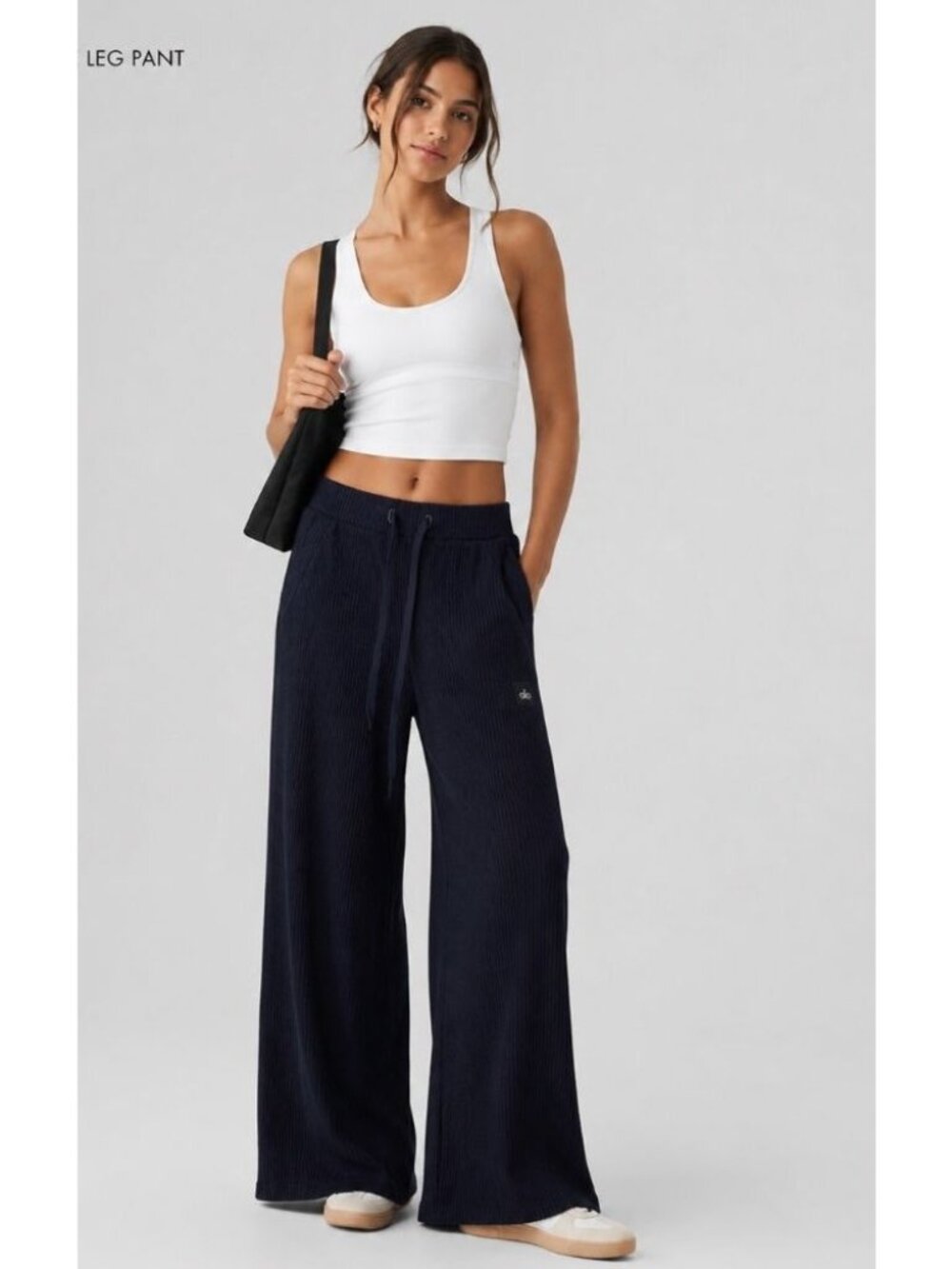 NWT Alo Yoga Muse Wide Leg Pant Navy Size Small Ribbed